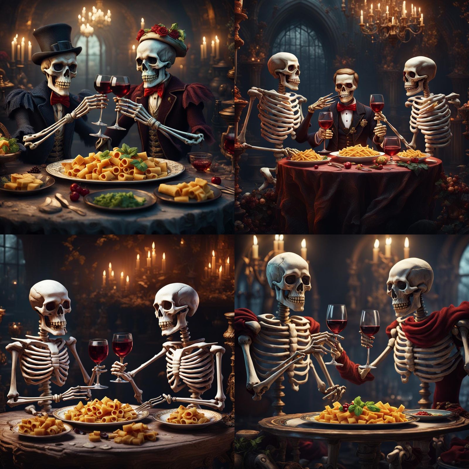 Skeletons Celebrate with Rigatoni: A Matte Painting