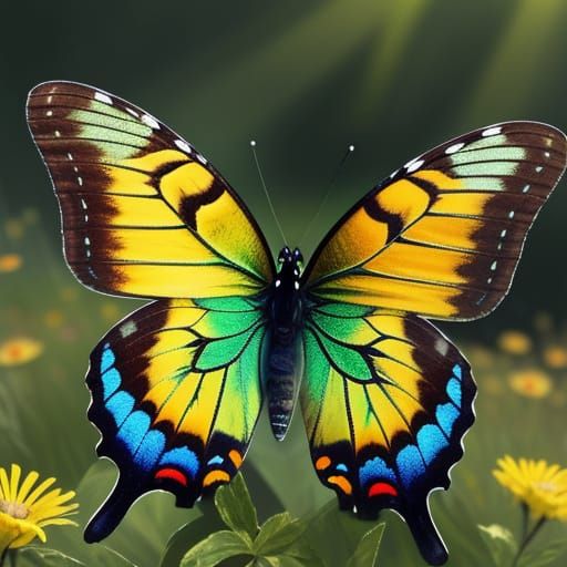 Detailed German Butterfly in Vibrant Meadow: Photorealistic ...