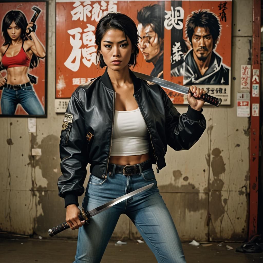 Mexican Woman Samurai Fight Club Portrait