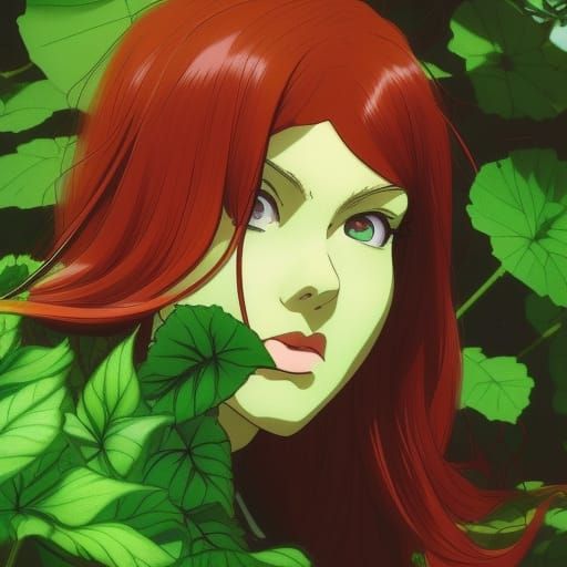 Poison Ivy in Studio Ghibli Anime Style