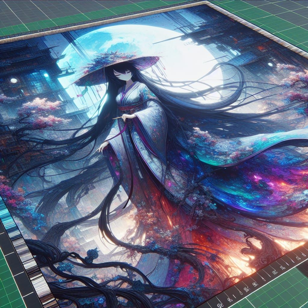 Anime Witch: Lady of Moonlight in Matte Painting Style