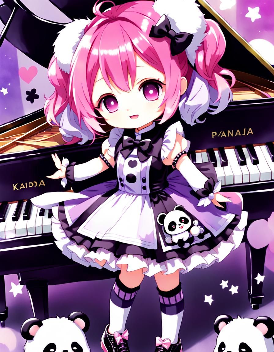 Chibi Girl Plays Piano in Vibrant Anime Key Visual