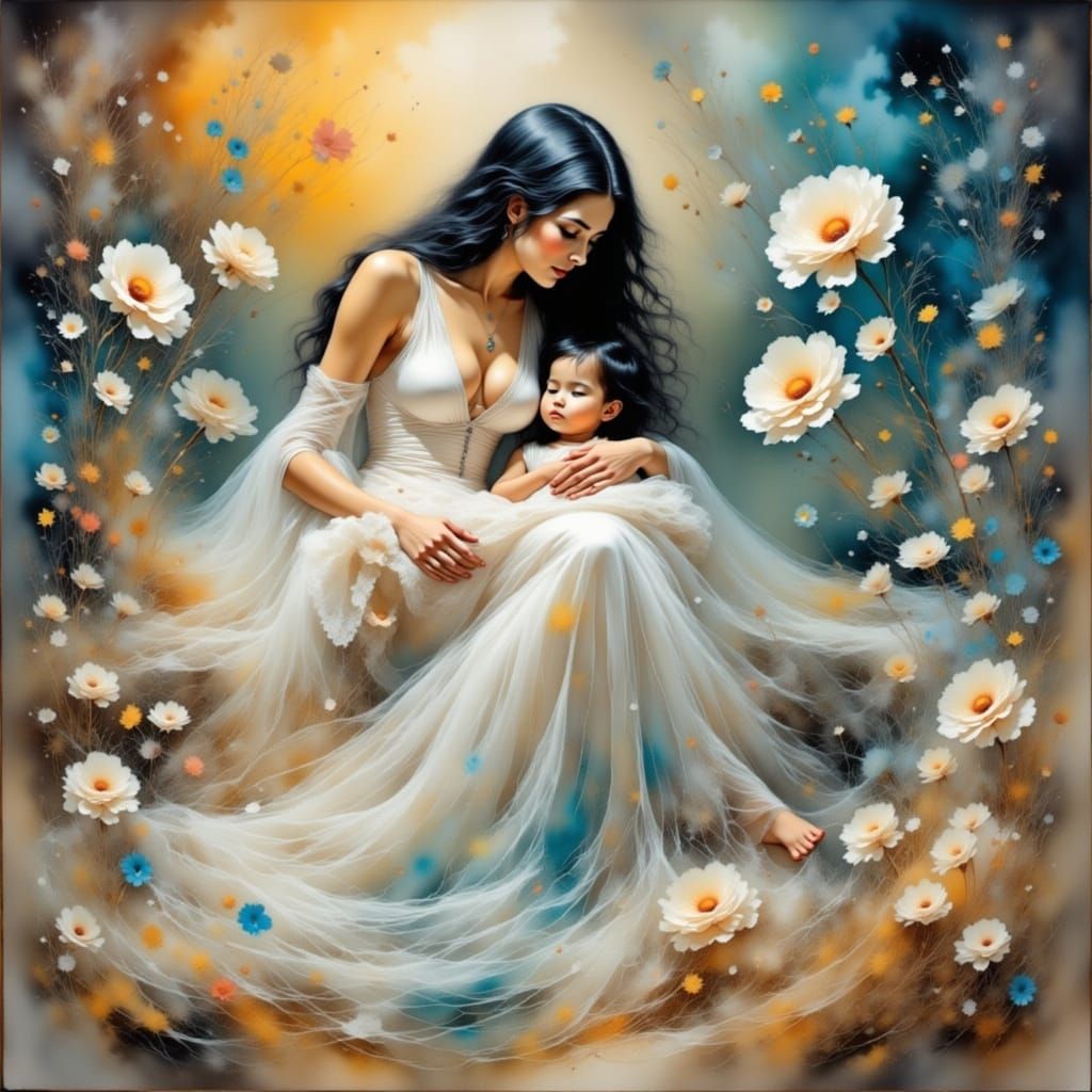 Motherly Love in a Dreamy, Surreal Landscape