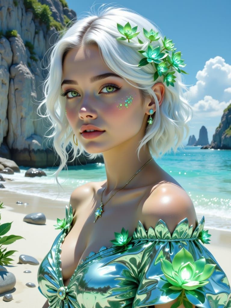 Bright Surreal Portrait in Crystal Cave Beach