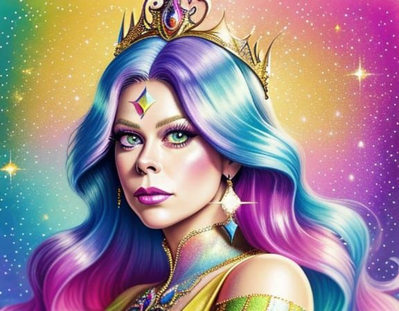 Fantasy Princess Portrait in Chalk Art Style