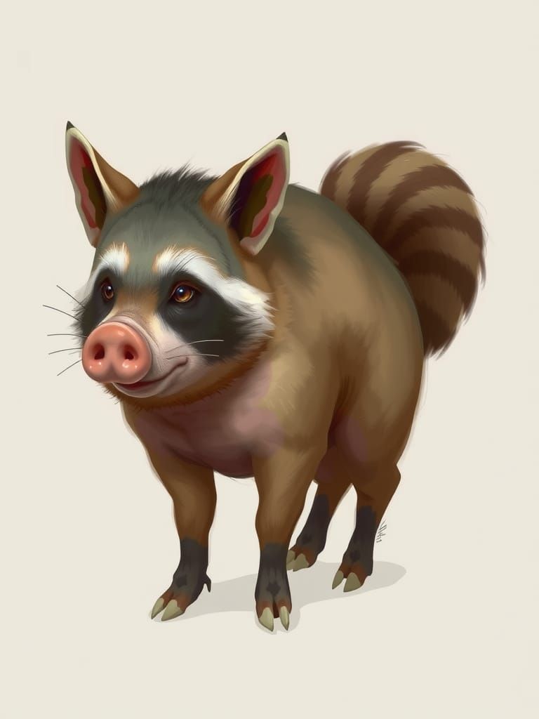 Raccoon-Pig Hybrid Creature Concept Art