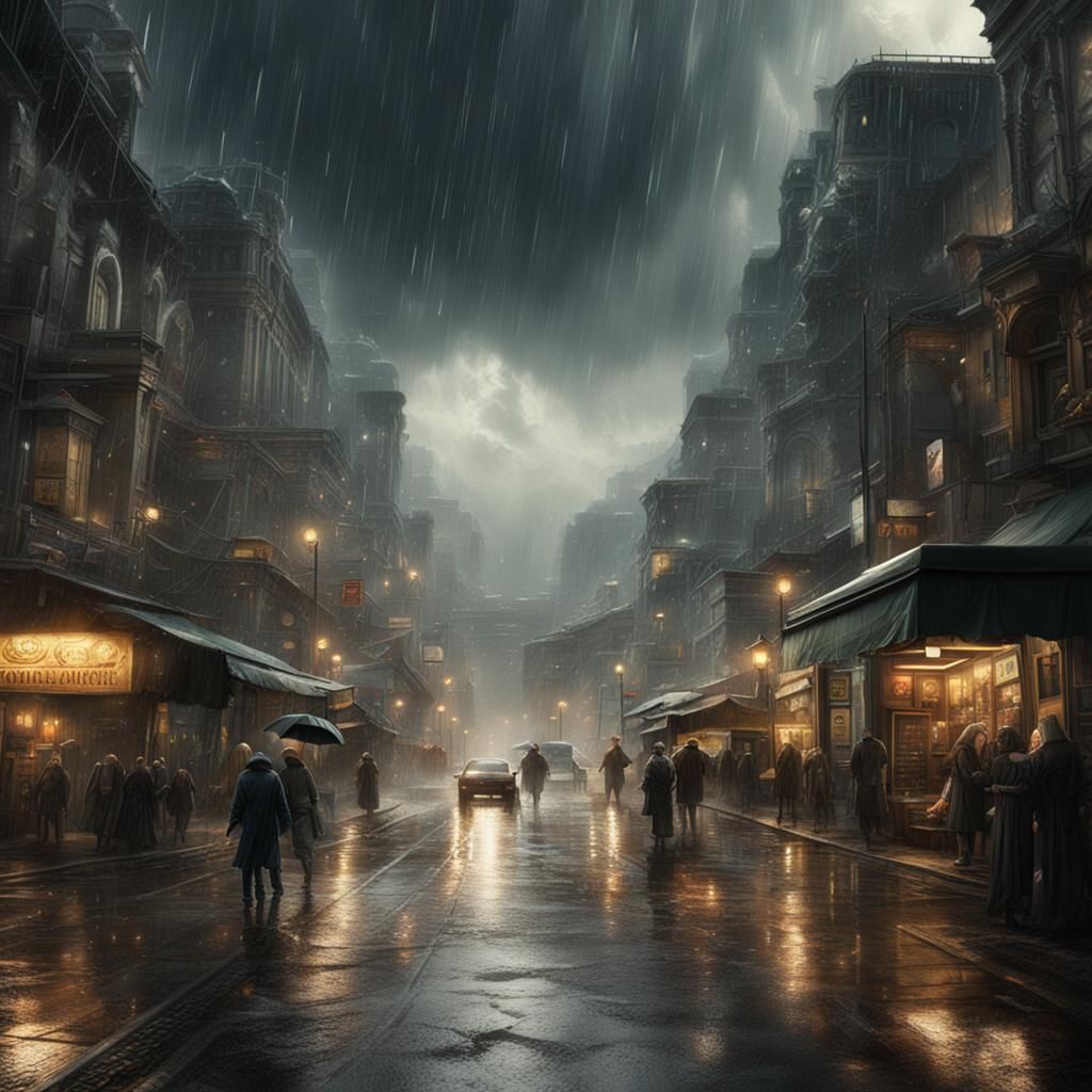 Epic Torrential Rain Digital Matte Painting