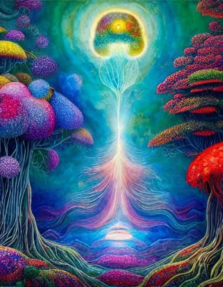 Interconnectedness: A Watercolor Painting of Nature's Embrac...