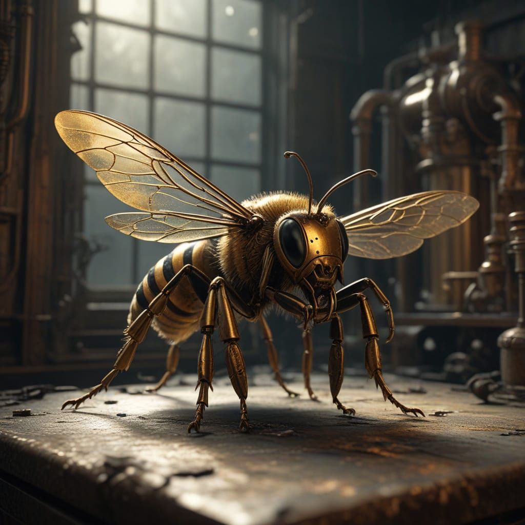 Uncanny and surreal image of a bee