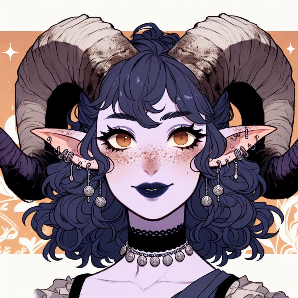 Tiefling Character in Pre-1912 Japanese Manga Style