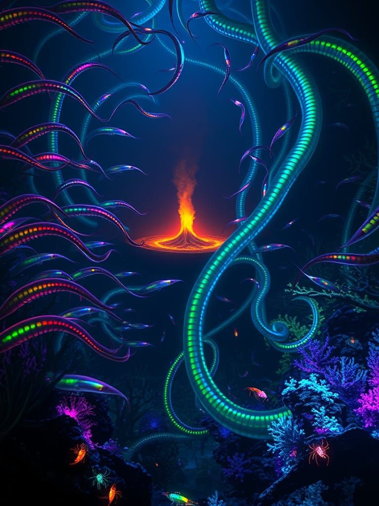 Electric Eels Converge in Vibrant, Bioluminescent Oceanic Bl...