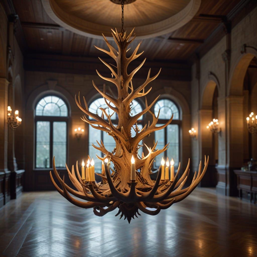 Deer Antler Chandelier in Grand Hall