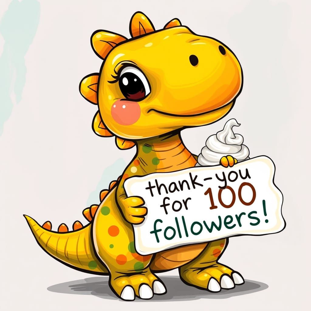 Cute Dinosaur Thank You Sign in Abstract Style