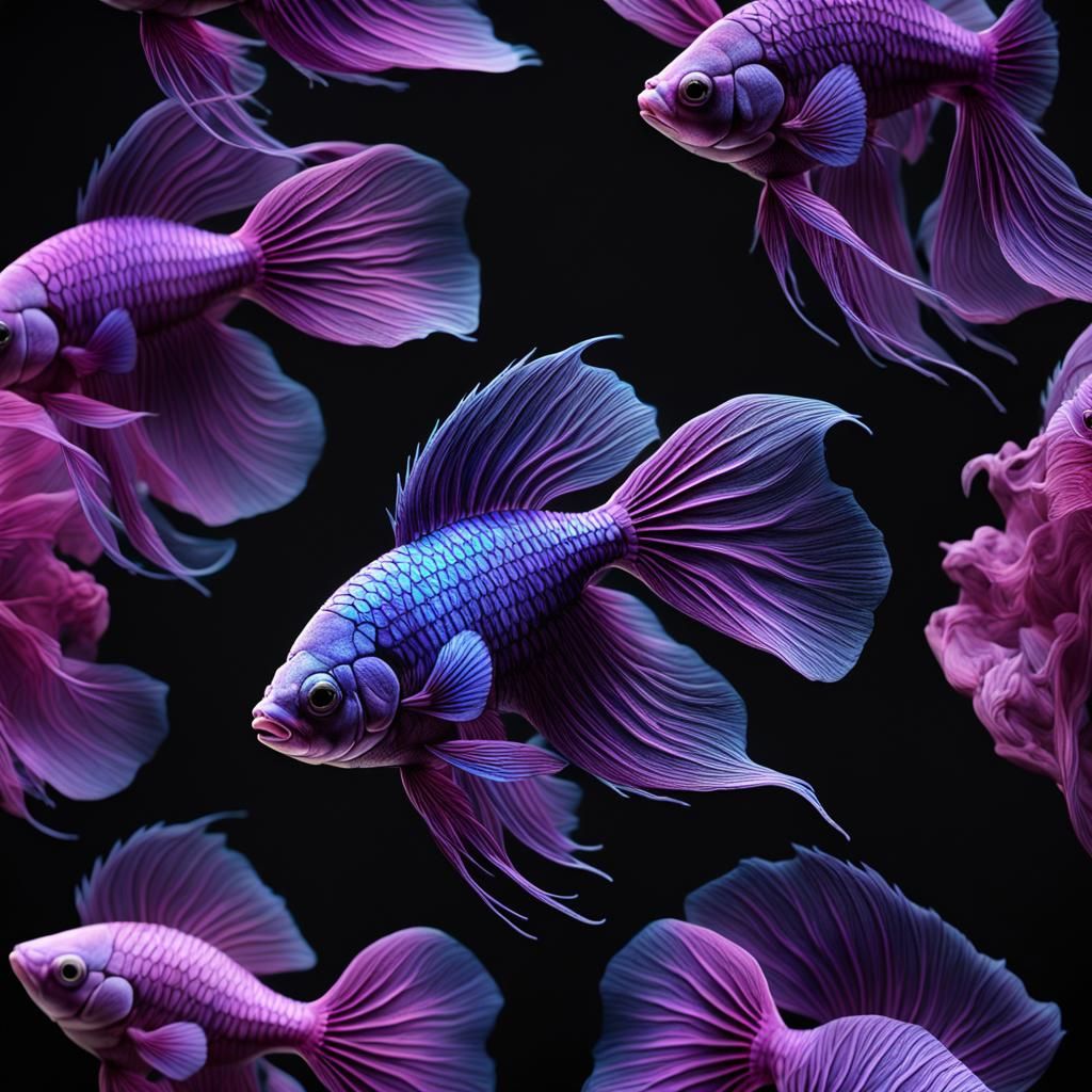 Purple Beta Fish Veins: Detailed Monochromatic Art