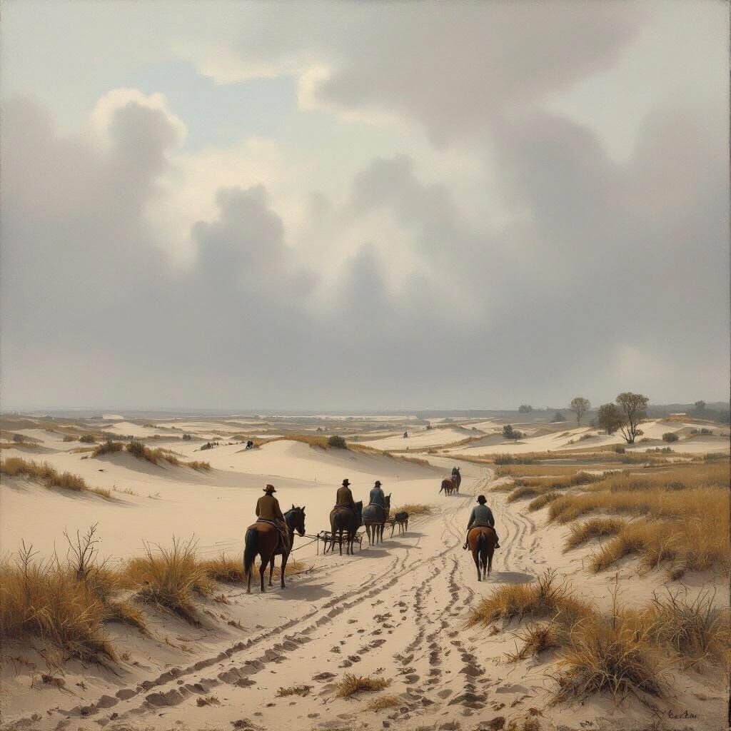 1742 Kennemerland: Farmers Plough Misty Dunes