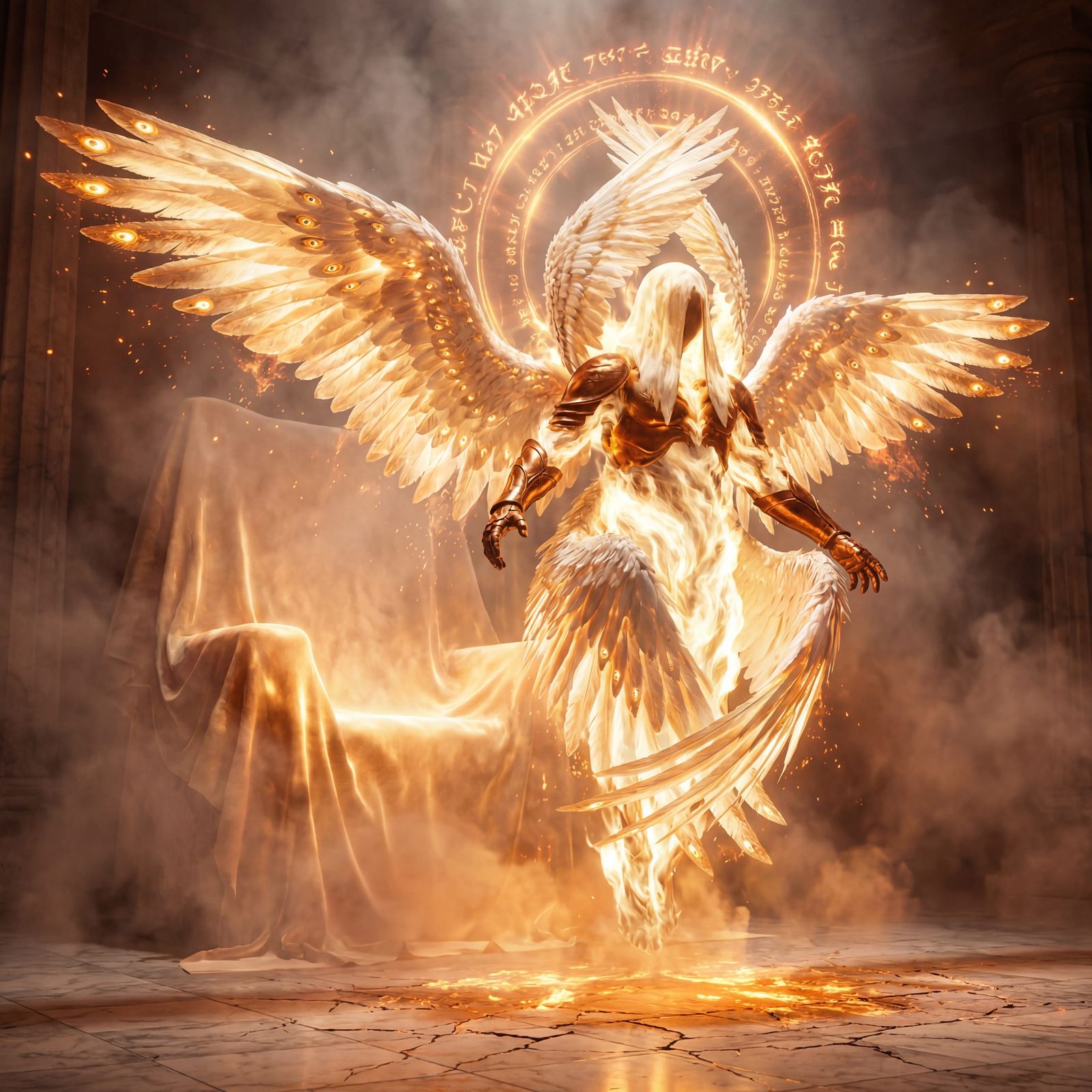 Biblical Seraphim Angel of White-Gold Flame