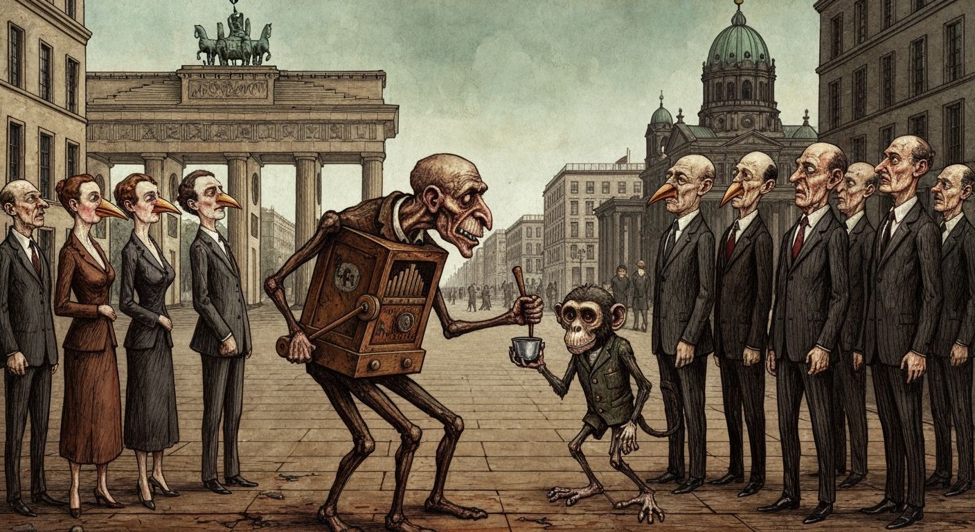 German Expressionist Dada Satire of Organ Grinder