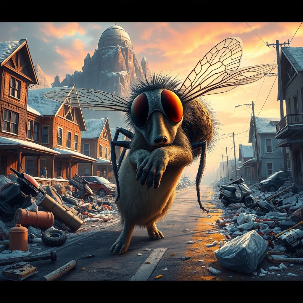 Post Apocalyptic Winter Scene in Hyperrealistic Style