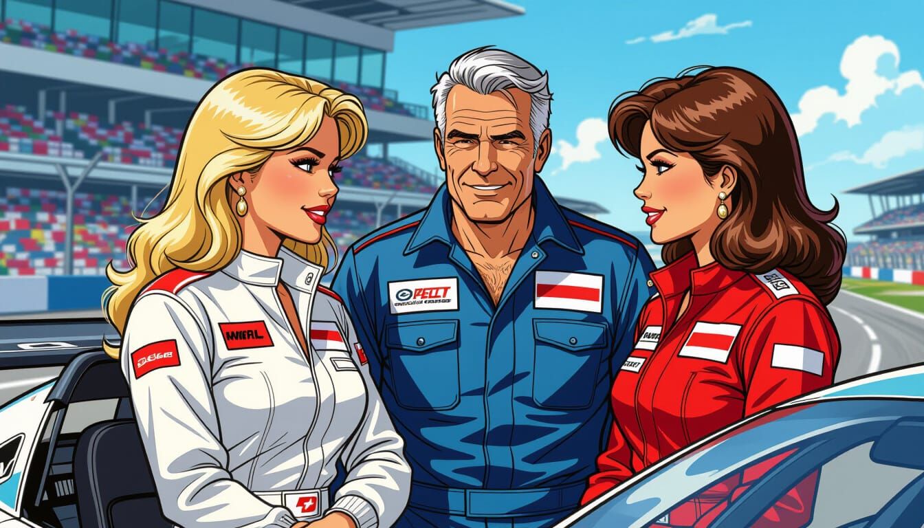 Race Car Drivers in Style of Milo Manara