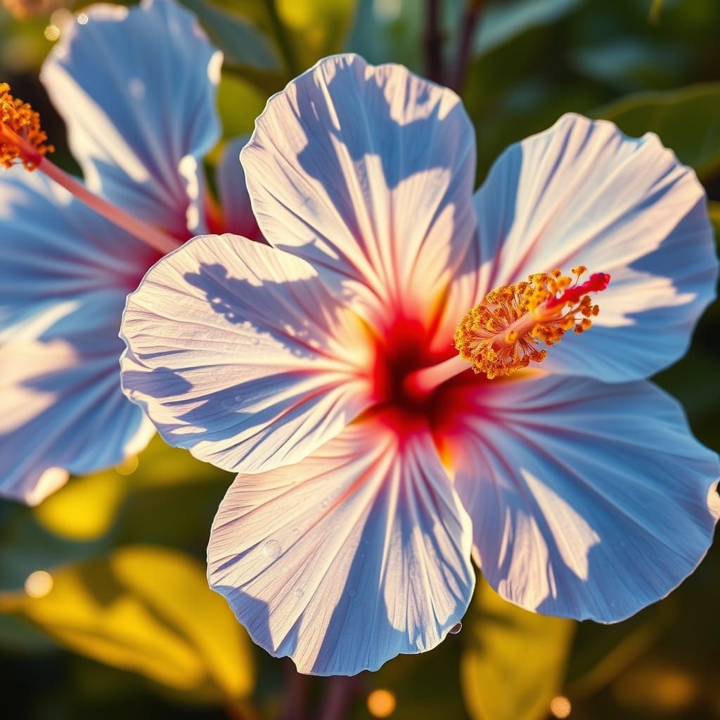 Crystal Hibiscus Flowers in Macro Photography Style