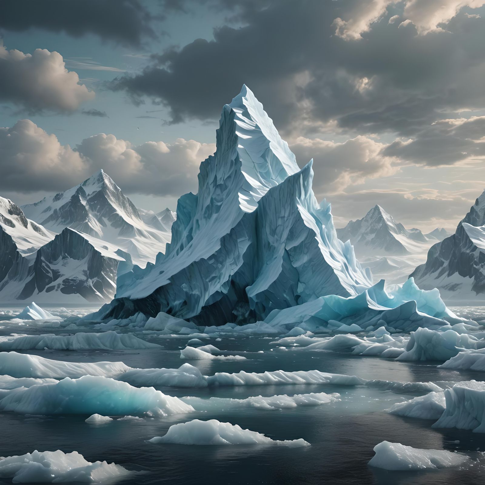 Fantasy Iceberg in Frosty Sea: Digital Matte Painting