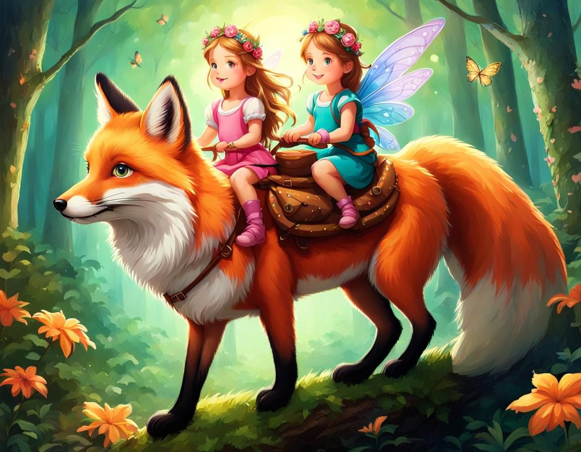 Fairies Guide a Fox Through the Forest