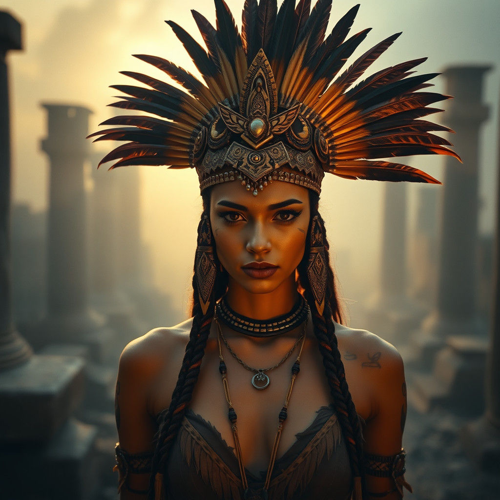 Regal Tribal Princess in Lost Civilization Ruins