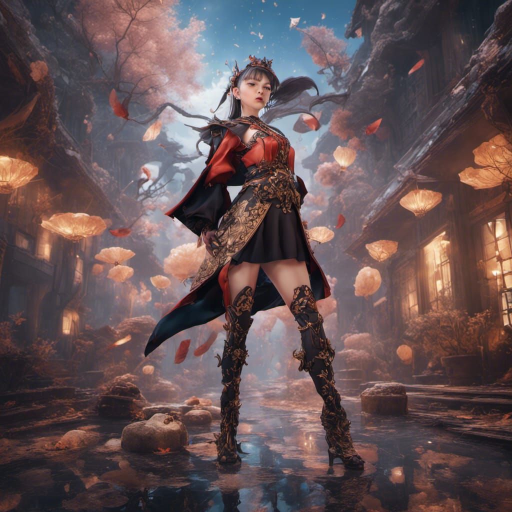 Naruko in High Heels: Detailed Fantasy Concept Art