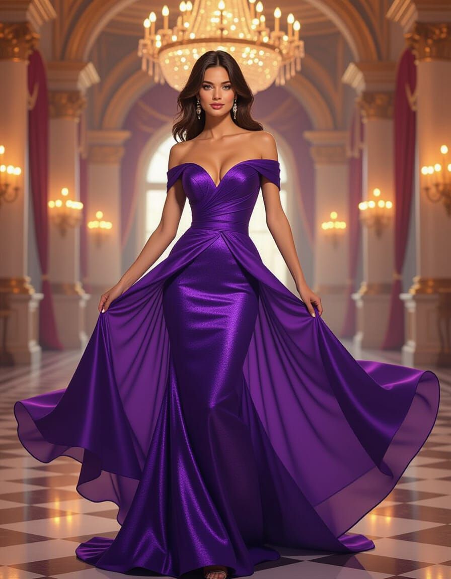 Brittany in Shimmering Purple Gown at Ballroom