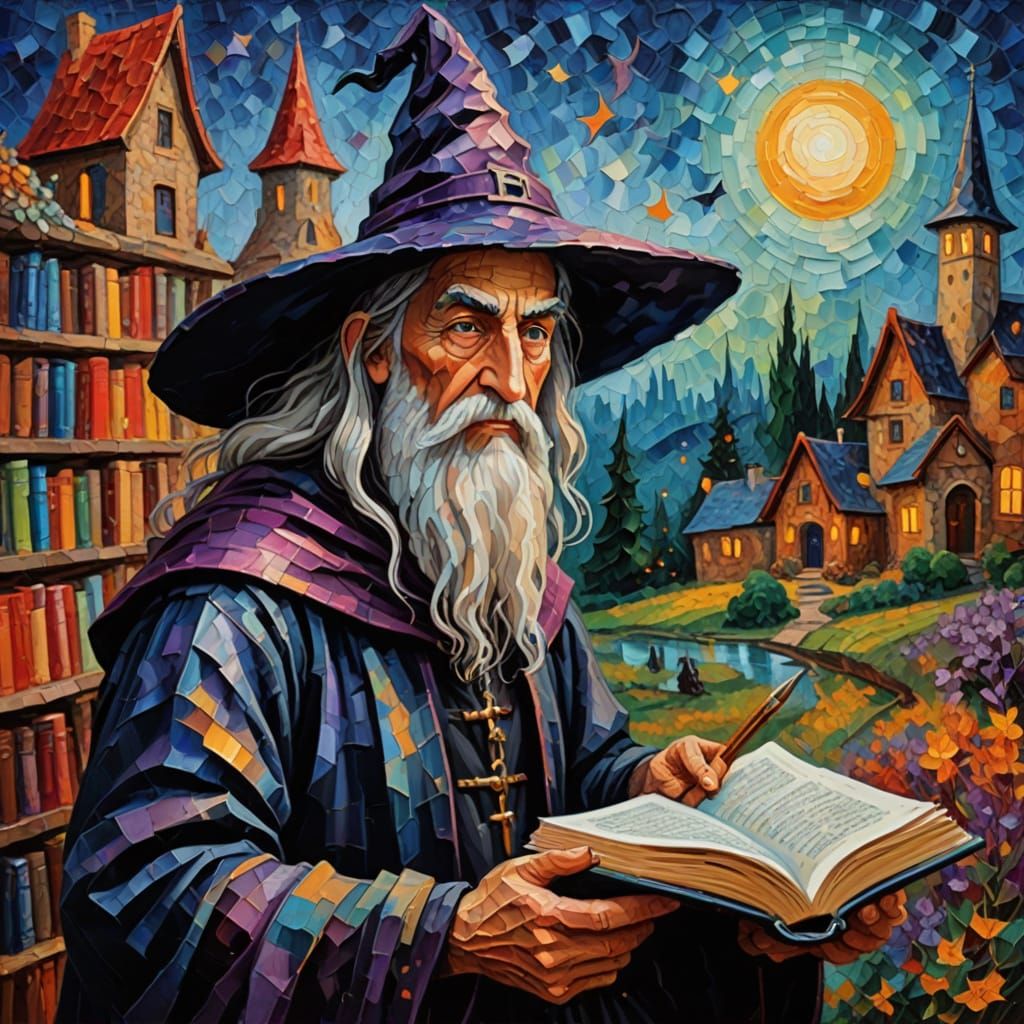 Wizards and Witches Study in Neo-Impressionist Oil