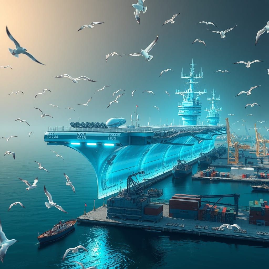 Futuristic USS Ronald Reagan Holographic Projection