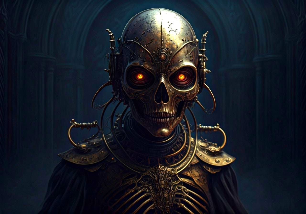 Dark Mechanized Cenobite in Steampunk Gothic Style