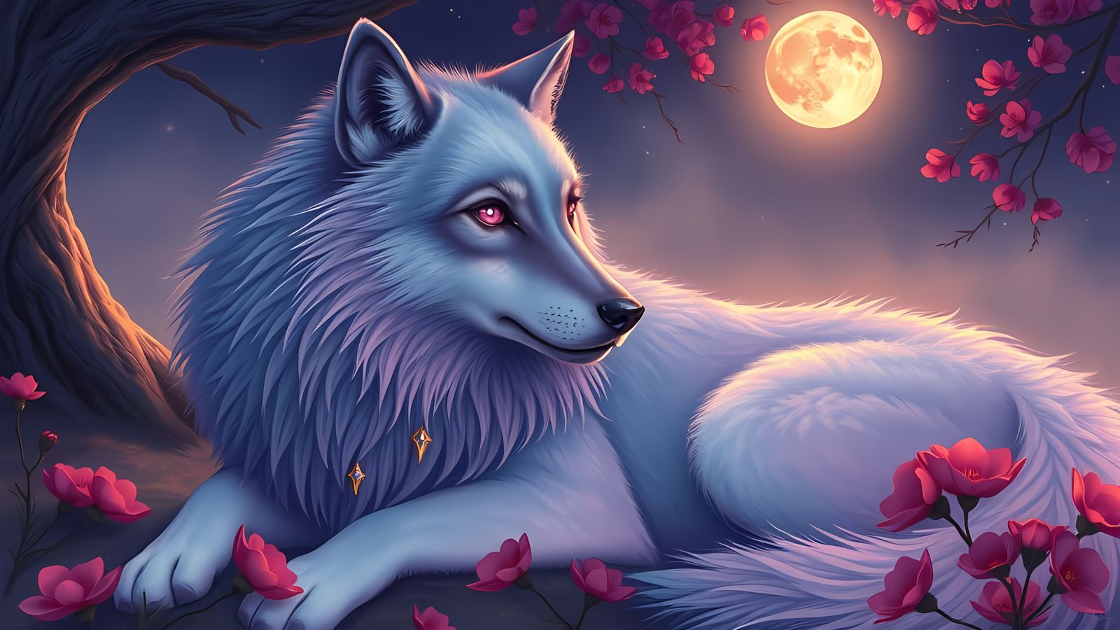 Regal Wolf in Ethereal Landscape