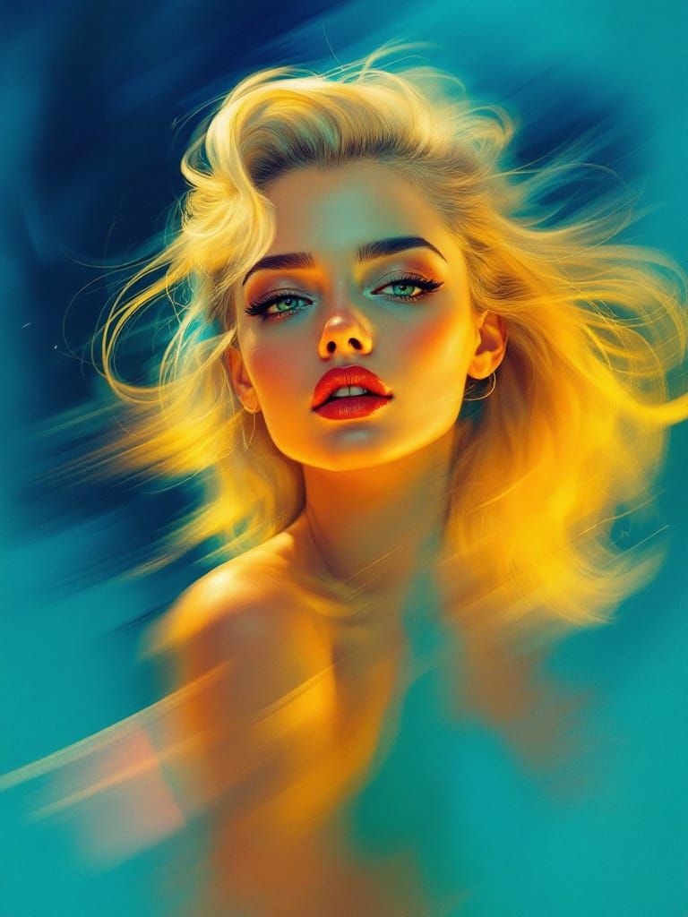 1950s Pin-Up With Gold and Turquoise Eyes