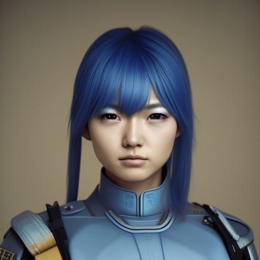 Futuristic Japanese Soldier in Hyperrealistic Style