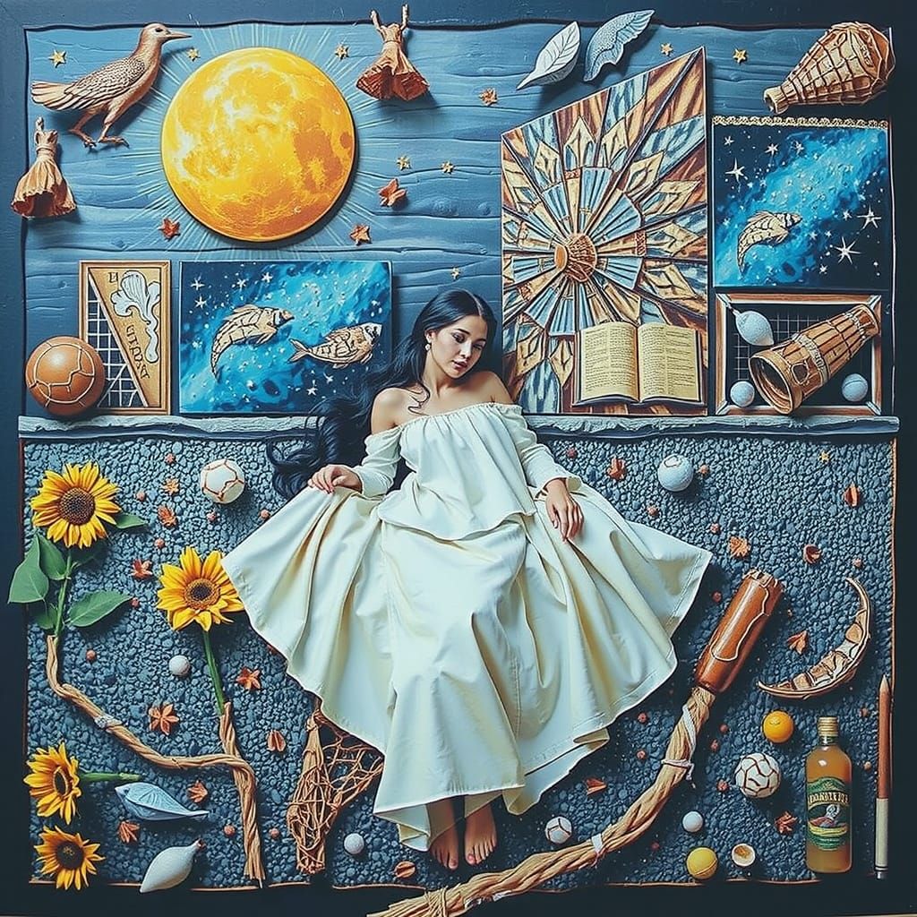 Ethereal Woman Walks Moonlit Beach at Sunset