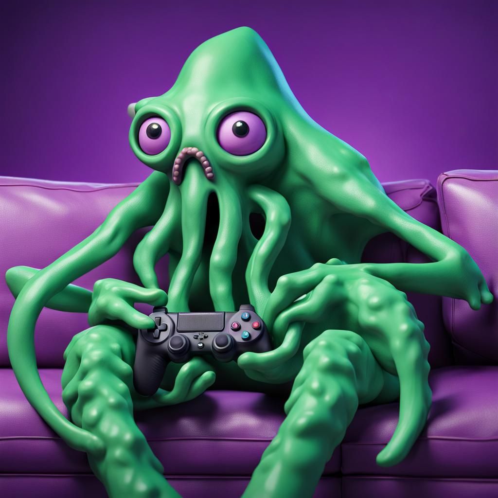 Angry Clay Squid Gamer in Hyperreal 3D Animation