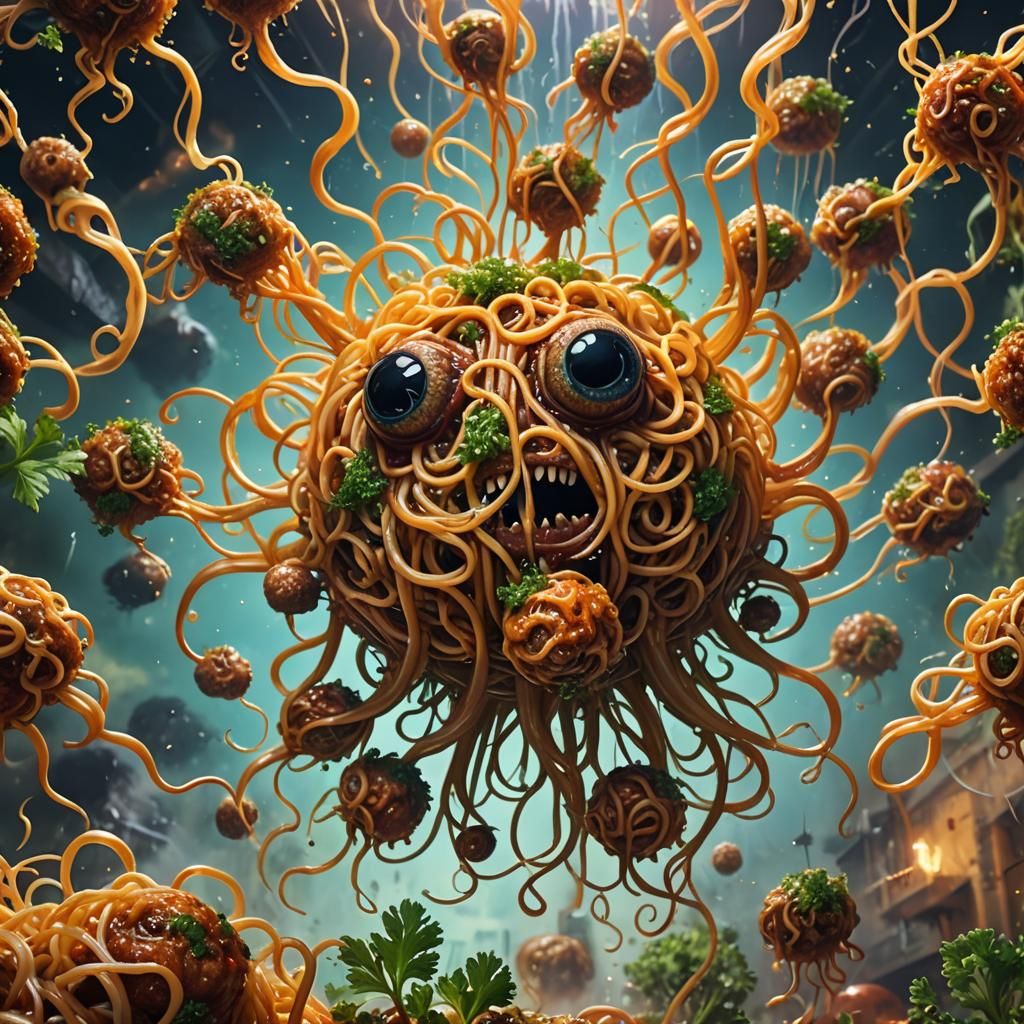 The Flying Spaghetti Monster in Sauce Vortex