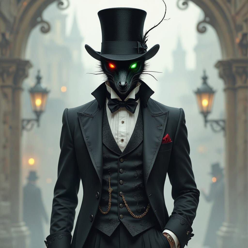 Victorian Ant-Human Hybrid in Dreamlike Setting