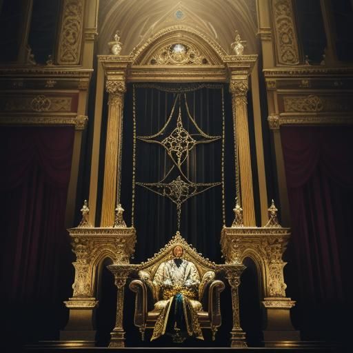 Regal King on Throne in Grand Chamber