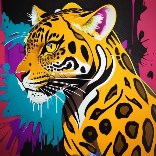 Colorful Leopard Print Graffiti Art