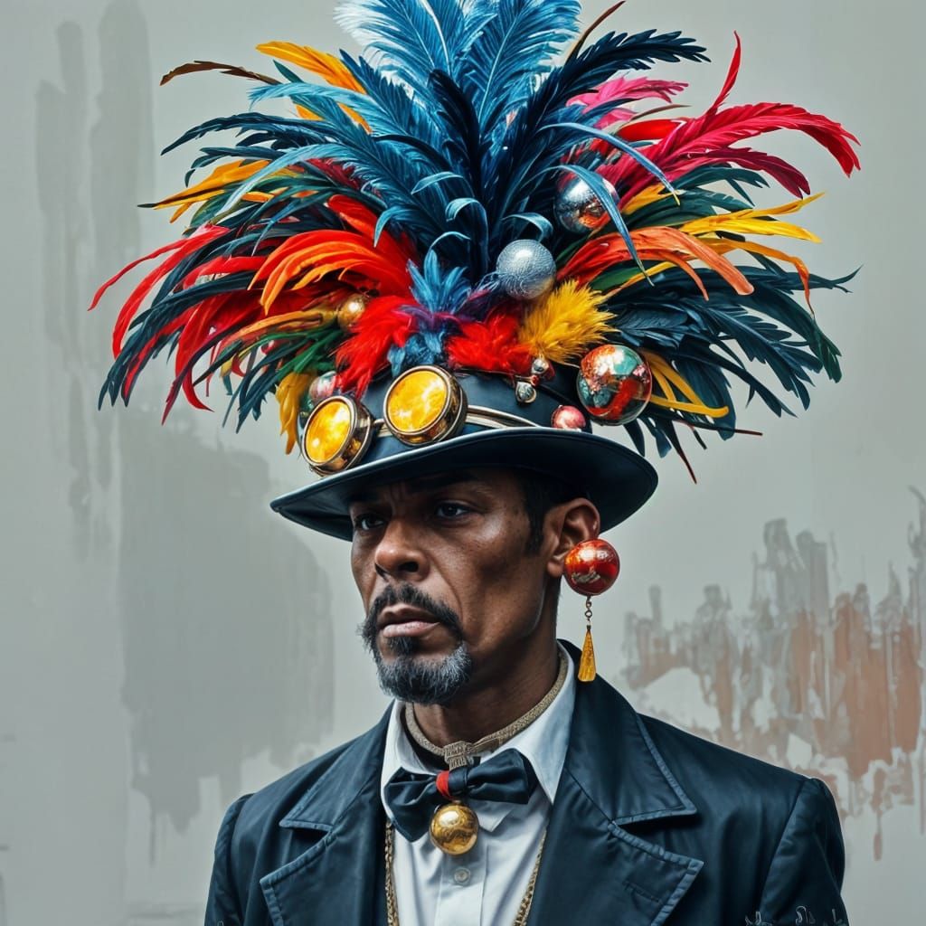 Man Wears Outrageous, Vibrant Hat