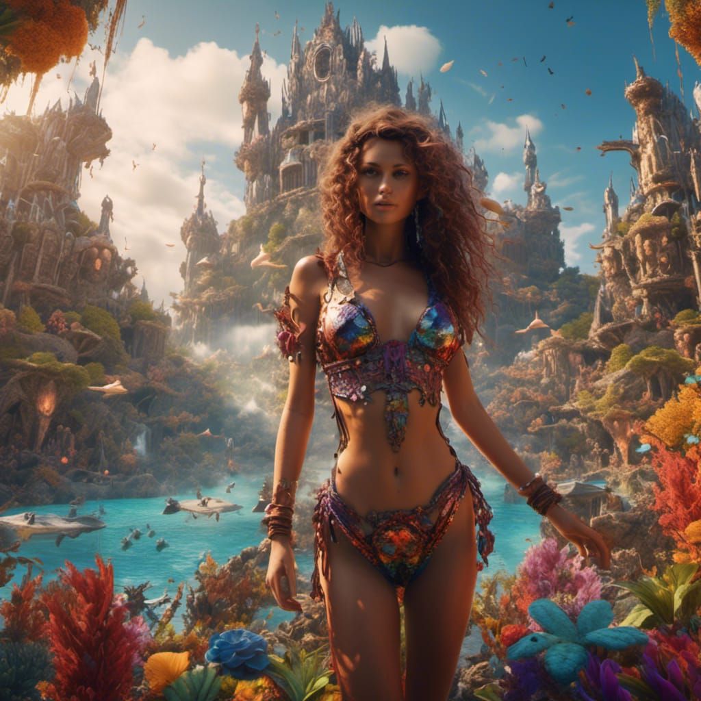 Hyperrealistic Bikini Women in Detailed Digital Painting