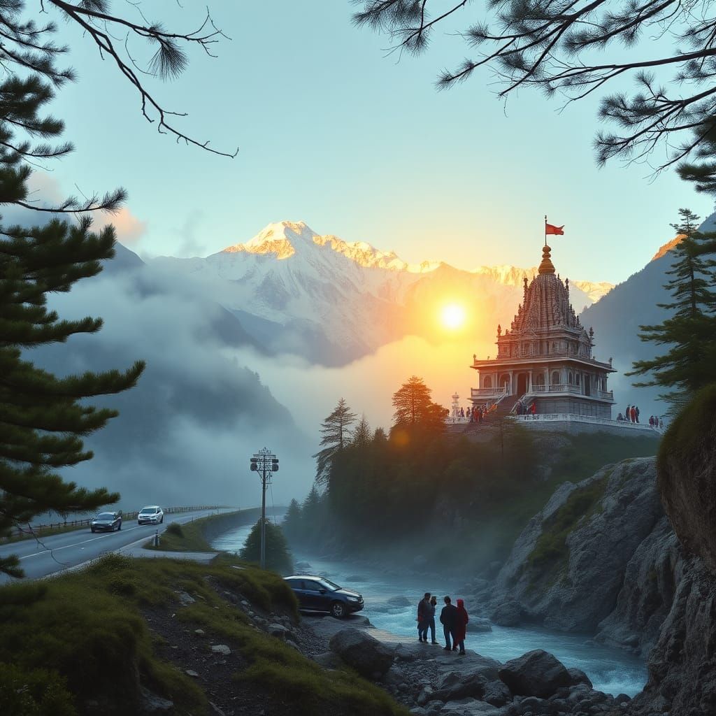 Mountain Landscape with Glacier in Morning Light