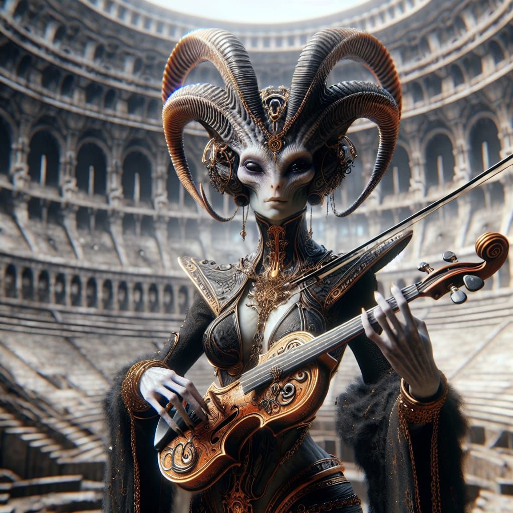 Sci-Fi Alien Concert in Ornate Matte Painting Style