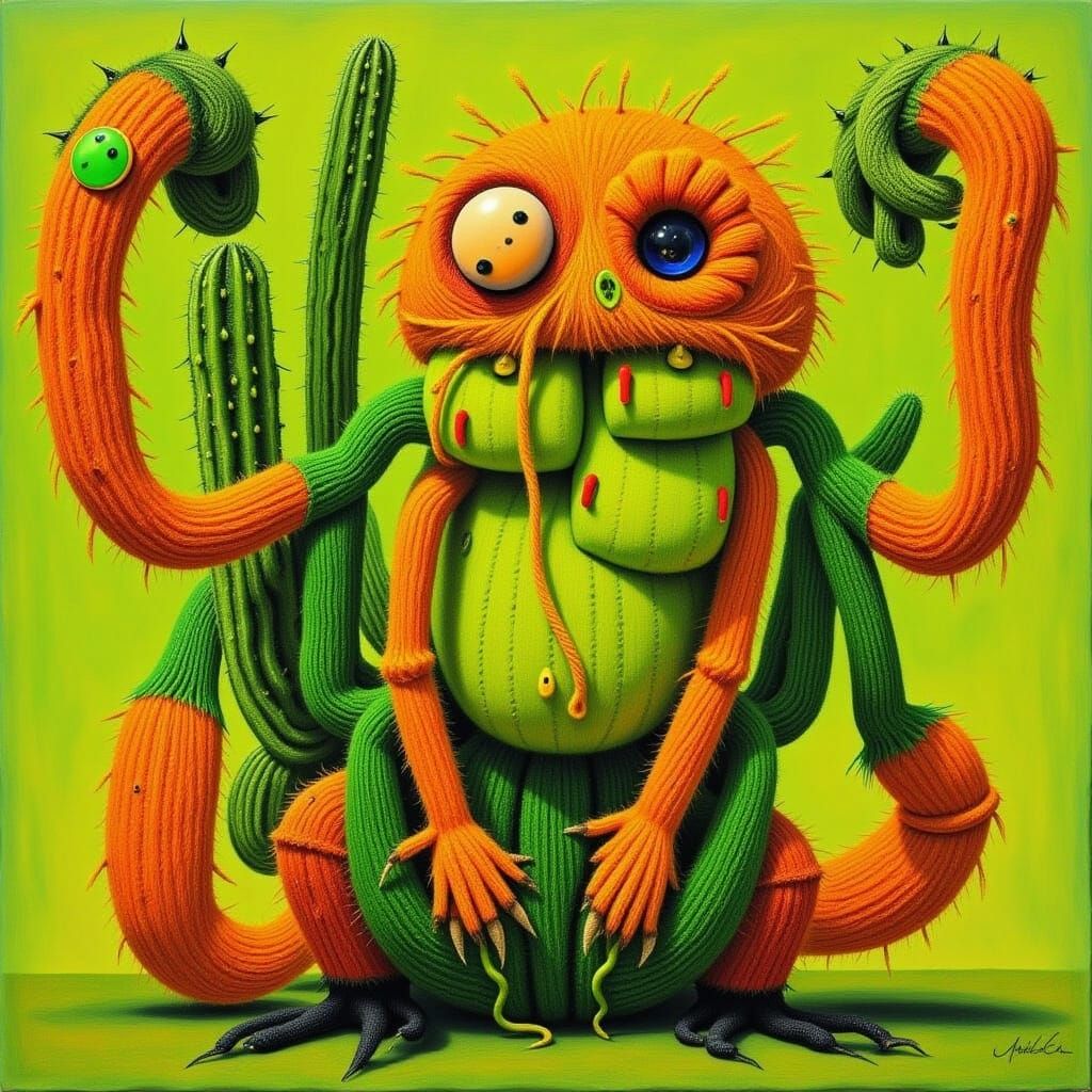 Neon Yarn Monsters and Cactus People