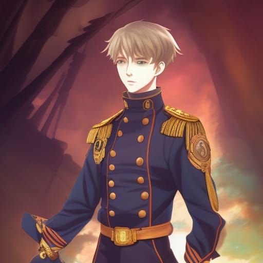 Anime Style Young Midshipman in Detailed Matte Painting