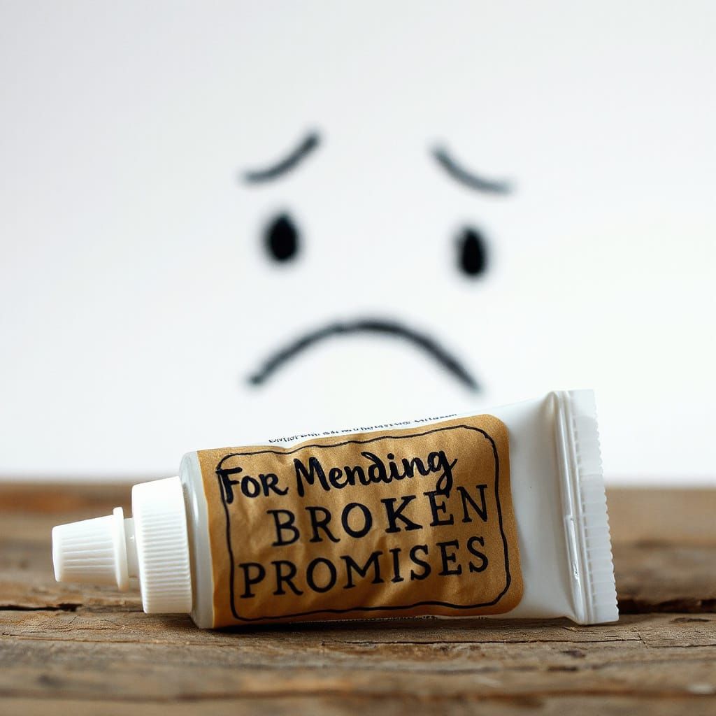 Rustic Tube of Glue Sits on Vintage Background with a Sad Fa...