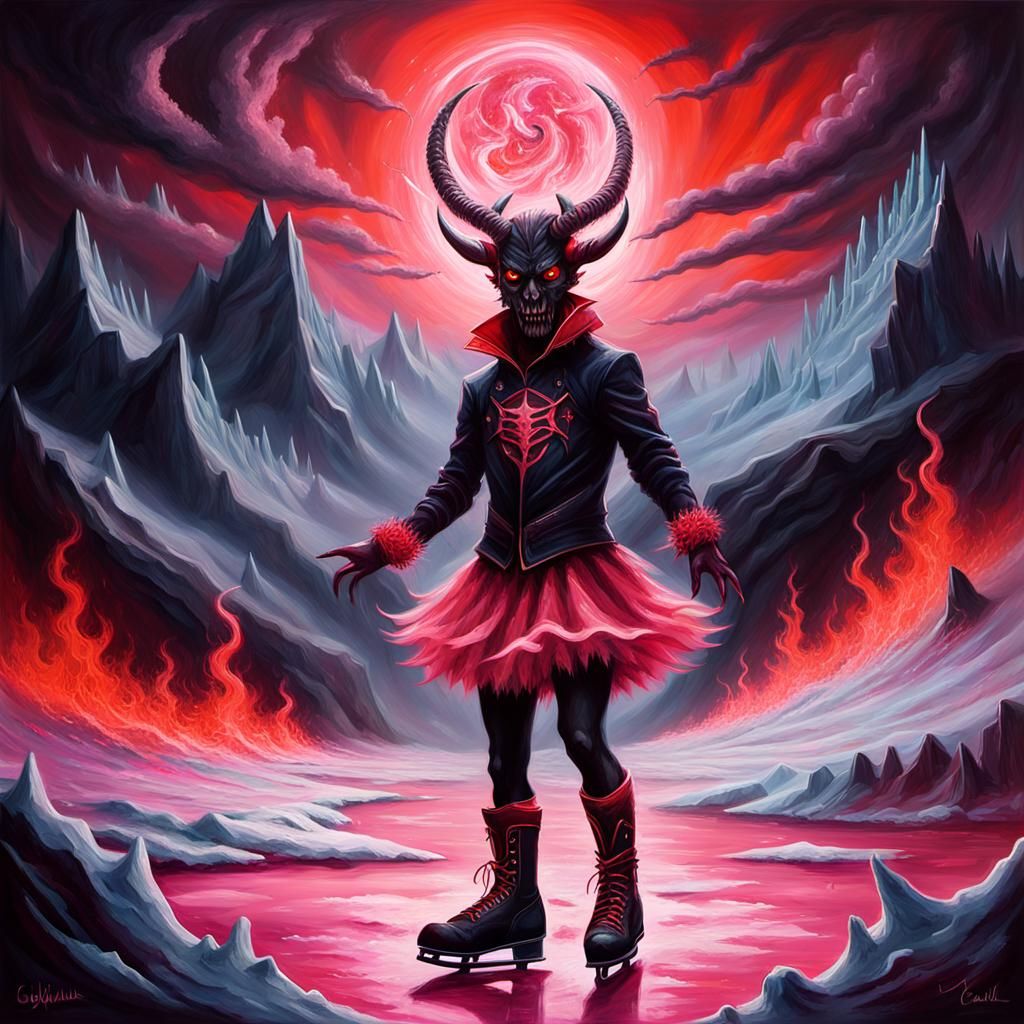 The Devil Ice Skating in Frozen Hellscape