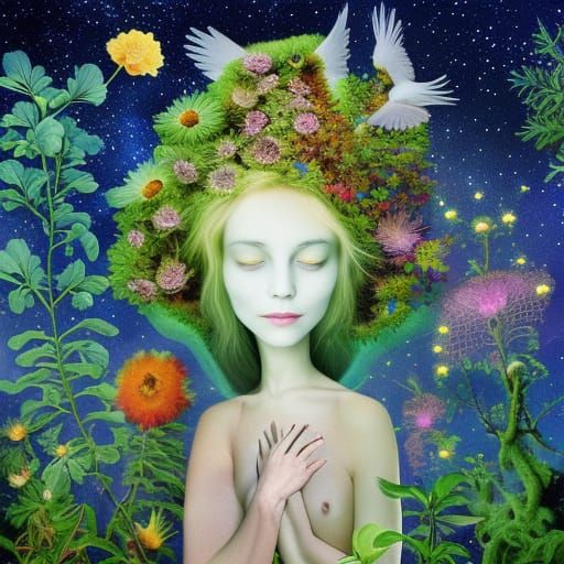 Celestial Women in Fairytale Stargazing Platform